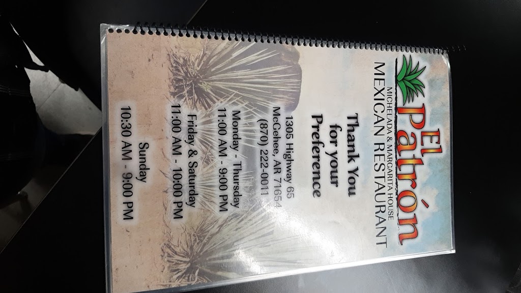 EL PATRON Mexican Restaurant | restaurant | 1305 US-65, McGehee, AR 71654, USA | 8702220011 OR +1 870-222-0011