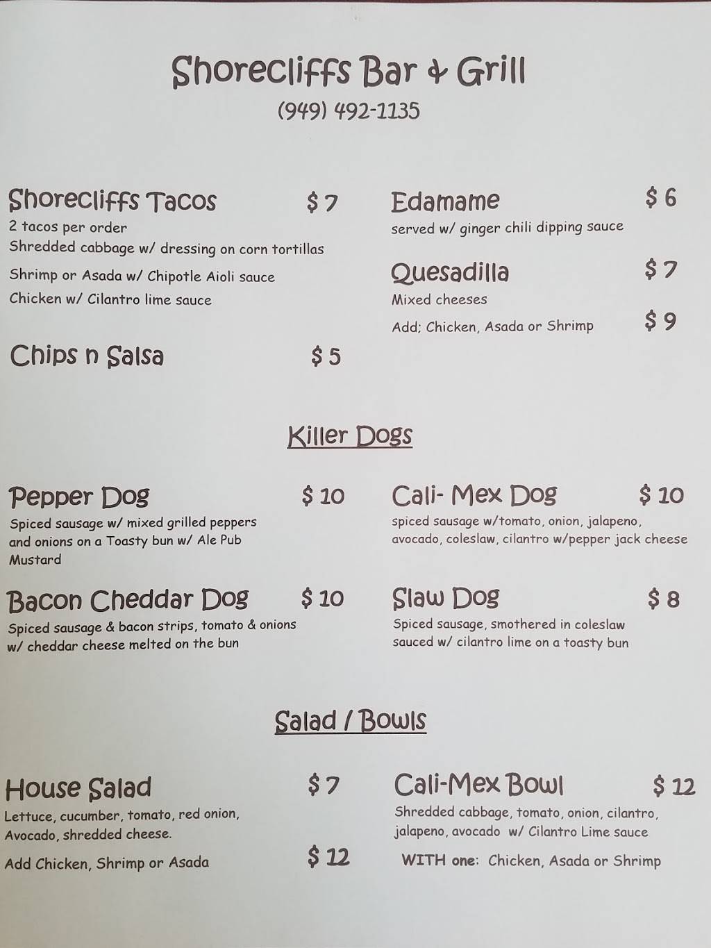 Shorecliffs Bar & Grill | restaurant | 2727 Via Cascadita ste i, San Clemente, CA 92672, USA | 9494921135 OR +1 949-492-1135