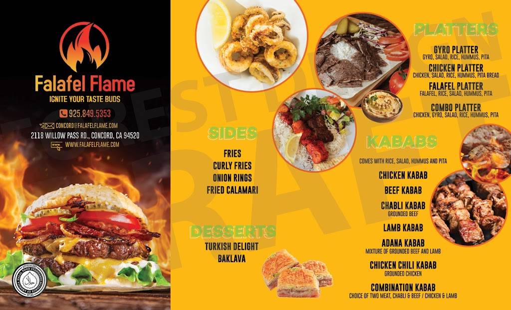 Falafel Flame | restaurant | 2118 Willow Pass Rd Suite# 100C, Concord, CA 94520, USA | 9258495353 OR +1 925-849-5353