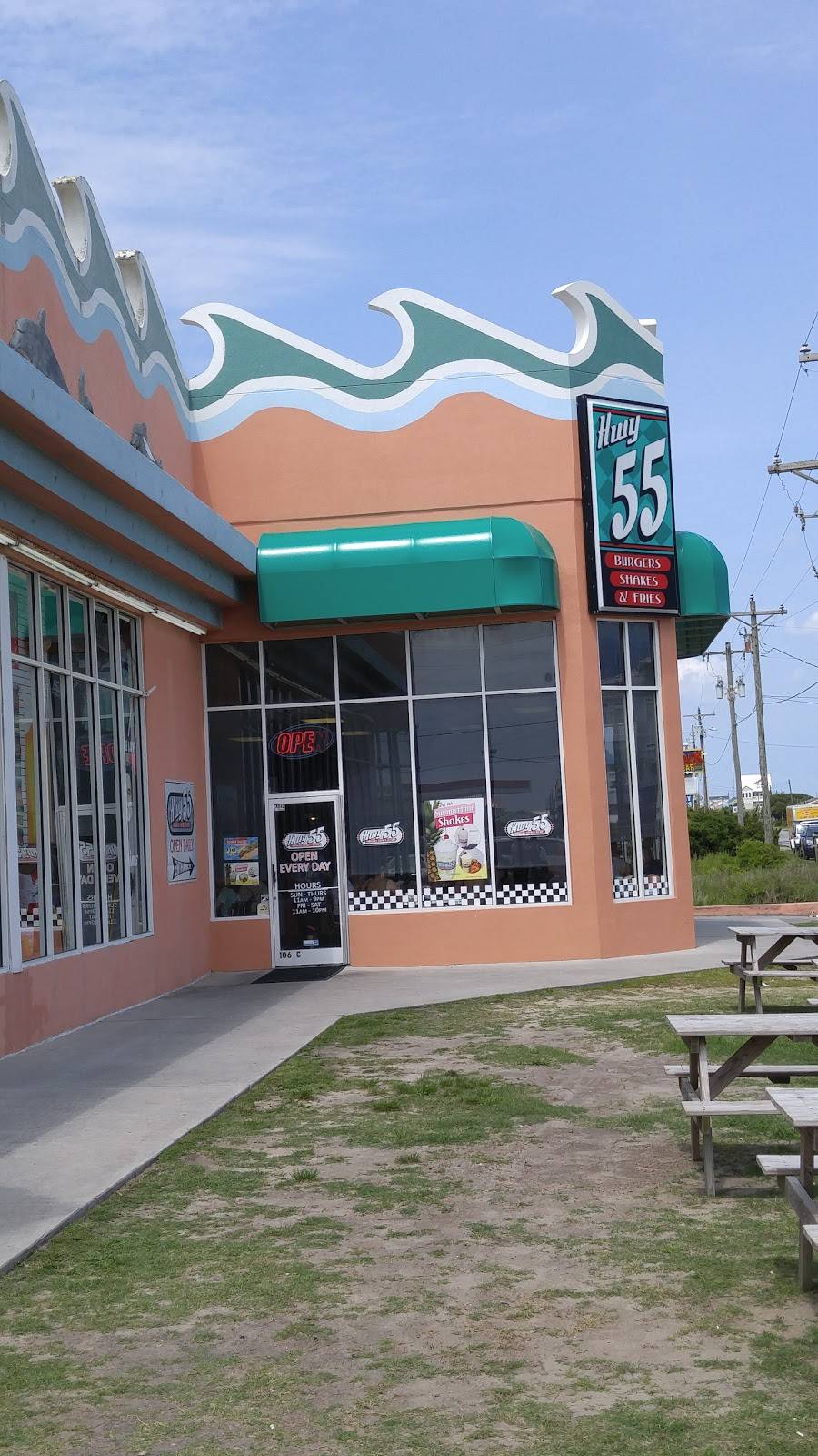 Hwy 55 Burgers Shakes & Fries | restaurant | 106 C, N New River Dr, Surf City, NC 28445, USA | 9103282111 OR +1 910-328-2111