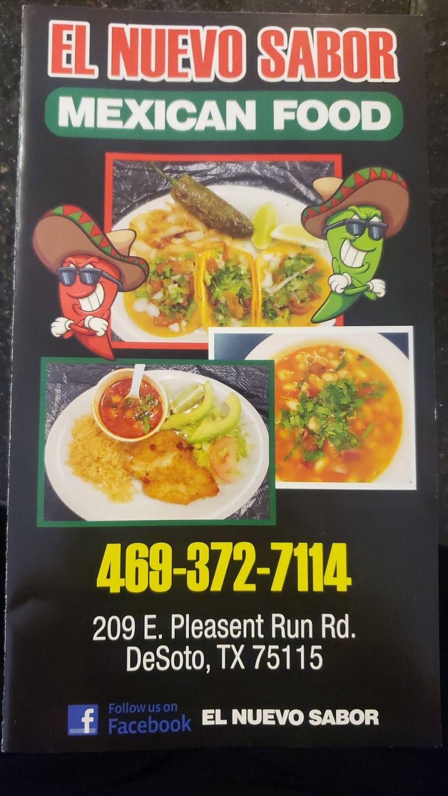 El Nuevo Sabor Mexican Food | restaurant | 113 E Pleasant Run Rd, DeSoto, TX 75115, USA | 4693727114 OR +1 469-372-7114