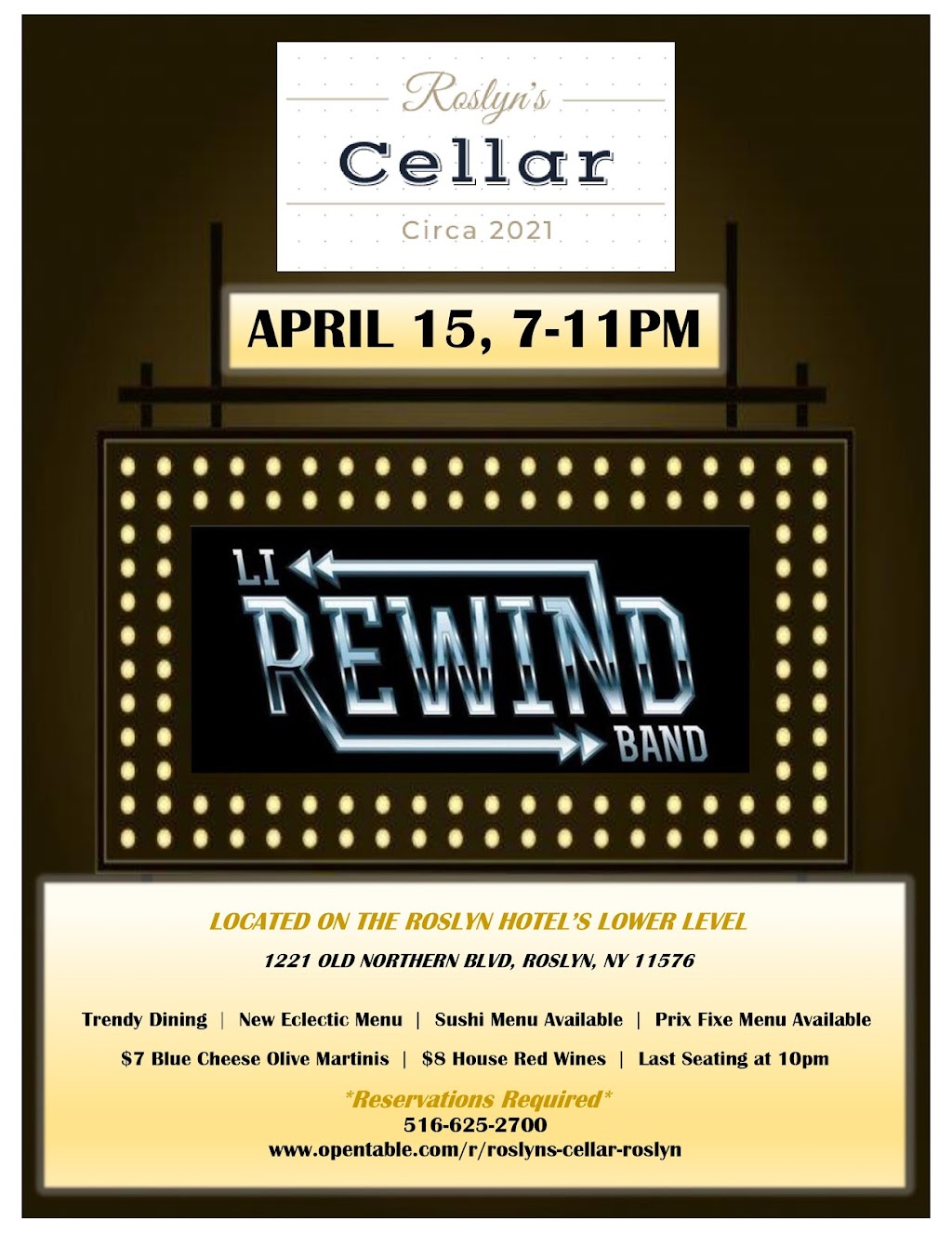 Roslyns Cellar | restaurant | 1221 Old Northern Blvd, Roslyn, NY 11576, USA | 5166252700 OR +1 516-625-2700