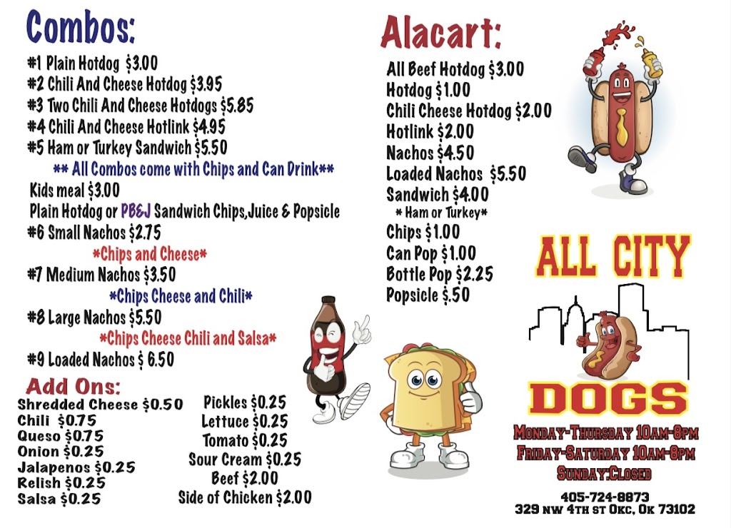 All City Dogs | restaurant | 329 NW 4th St, Oklahoma City, OK 73102, USA | 4057248873 OR +1 405-724-8873