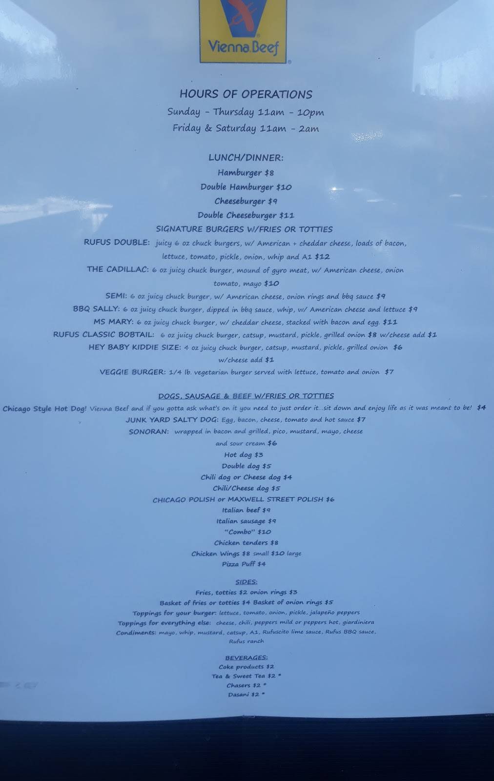 Rufus Red Hots | restaurant | 600 Broadway St, Cape Girardeau, MO 63701, USA | 5738033188 OR +1 573-803-3188