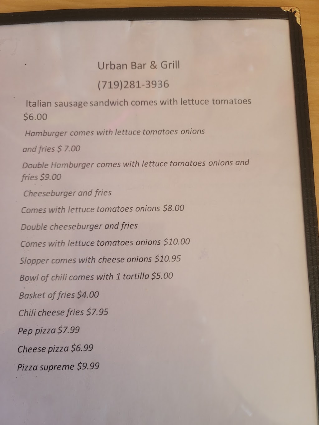 Urban bar and grill | restaurant | 29701 US-50 E, Pueblo, CO 81006, USA | 7192813936 OR +1 719-281-3936