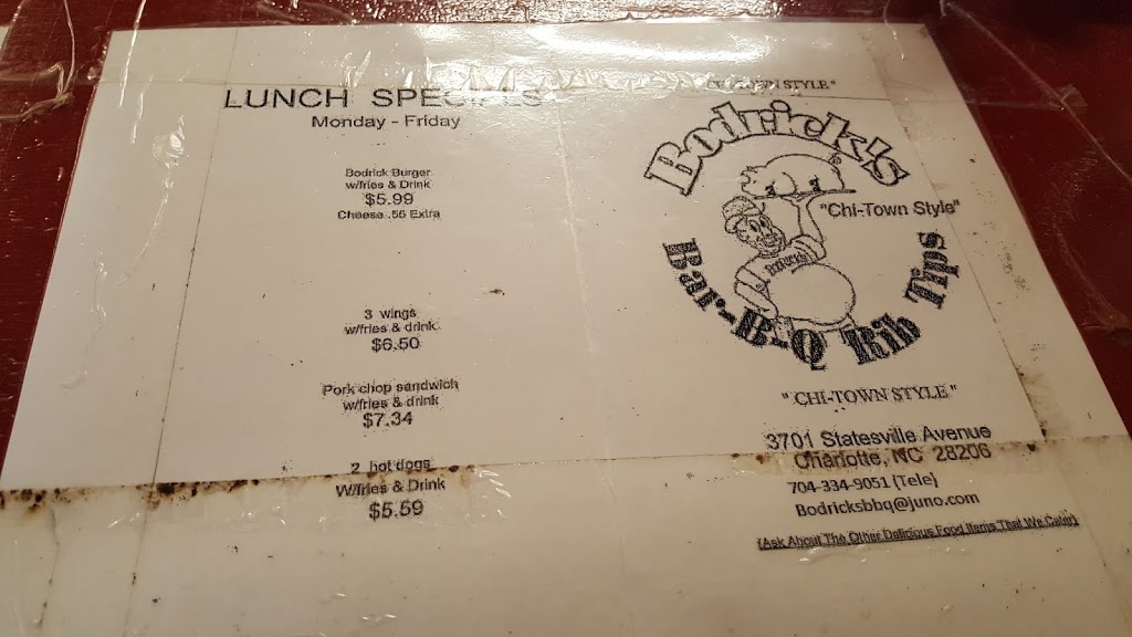 Bodricks Barbq Rib Tips Inc | restaurant | 3701 Statesville Ave, Charlotte, NC 28206, USA | 7043449051 OR +1 704-344-9051