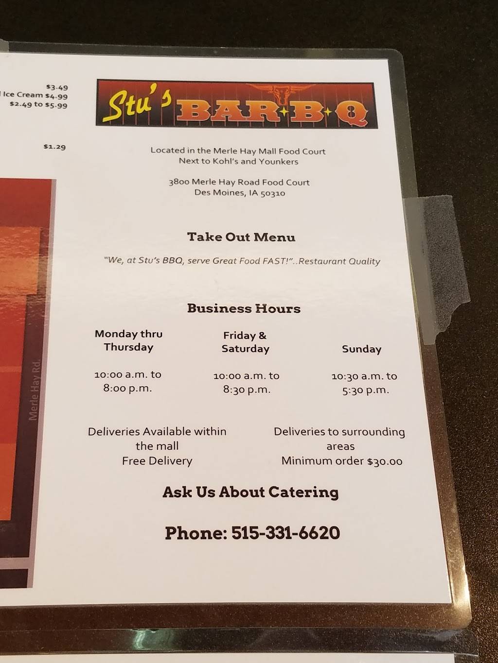 Stus BBQ | restaurant | 3800 Merle Hay Rd, Des Moines, IA 50310, USA | 5153316620 OR +1 515-331-6620