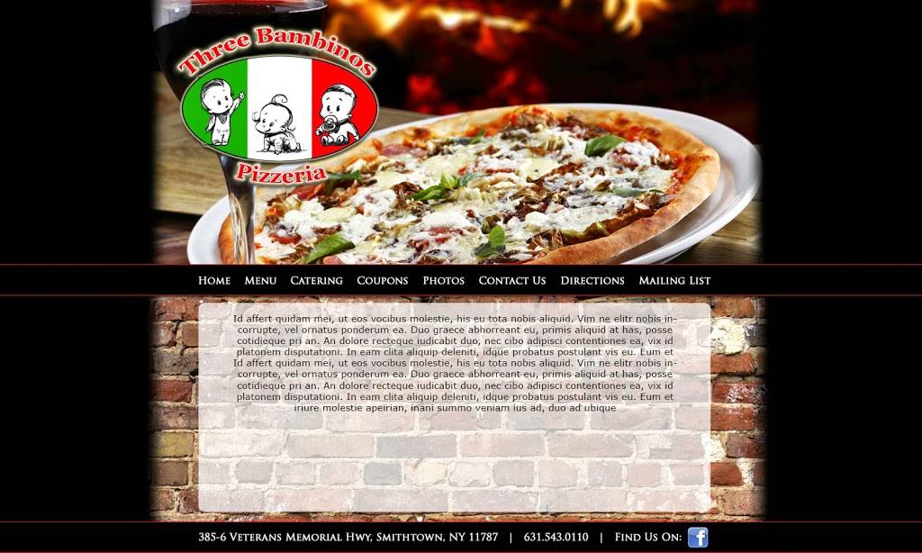 Three Bambinos | restaurant | 385 Veterans Memorial Hwy, Smithtown, NY 11787, USA | 6315430110 OR +1 631-543-0110