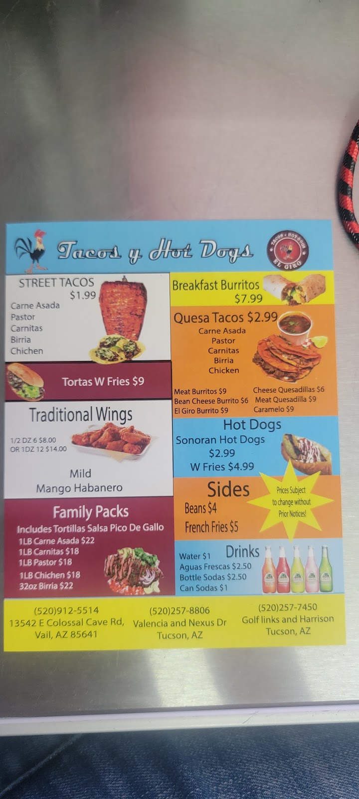 El Giro Food Truck 3 | restaurant | 13542 E Colossal Cave Rd, Vail, AZ 85641, USA | 5209125514 OR +1 520-912-5514