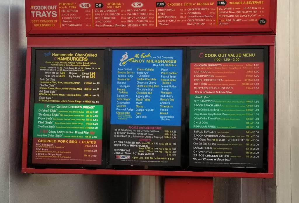 Cook Out | restaurant | 2601 Randleman Rd, Greensboro, NC 27406, USA | 3362721922 OR +1 336-272-1922