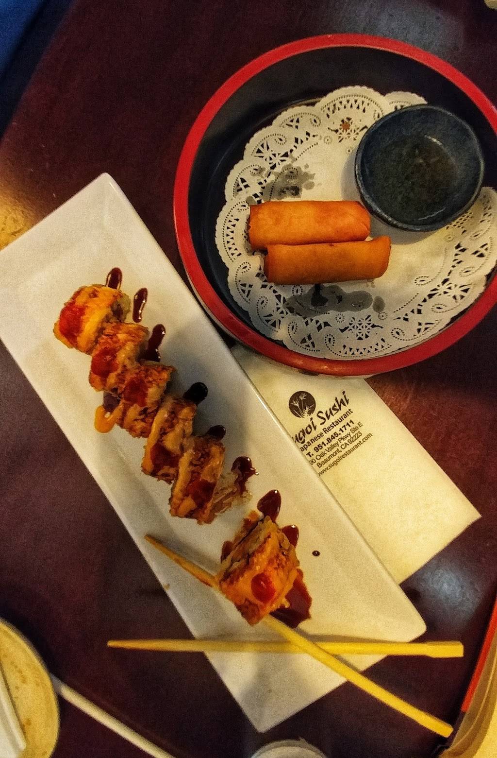 Sugoi Sushi | restaurant | 890 Oak Valley Pkwy E, Beaumont, CA 92223, USA | 9518451711 OR +1 951-845-1711