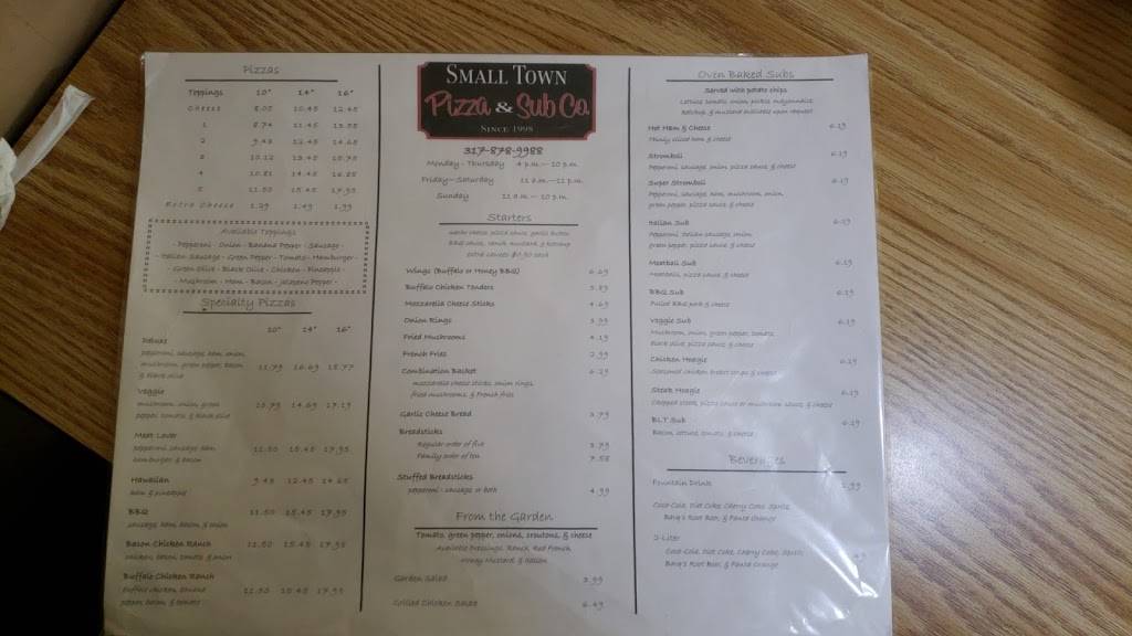 Small Town Pizza & Sub Co. | meal delivery | 106 W Pearl St, Trafalgar, IN 46181, USA | 3178789988 OR +1 317-878-9988