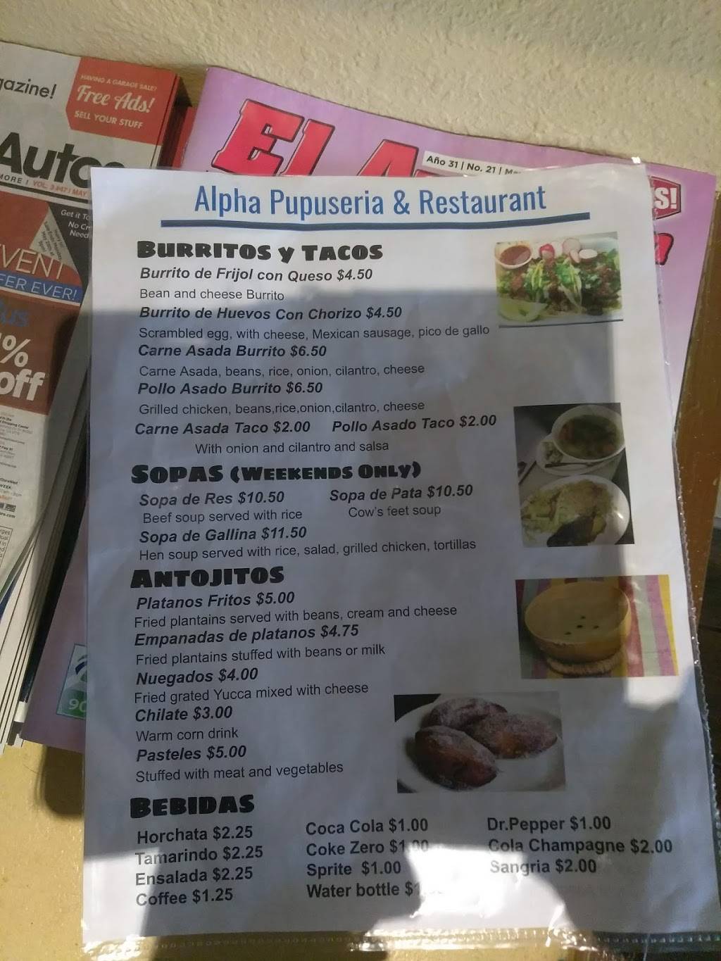 Alpha pupuseria | restaurant | 3970 N Sierra Way, San Bernardino, CA 92405, USA | 9096836265 OR +1 909-683-6265