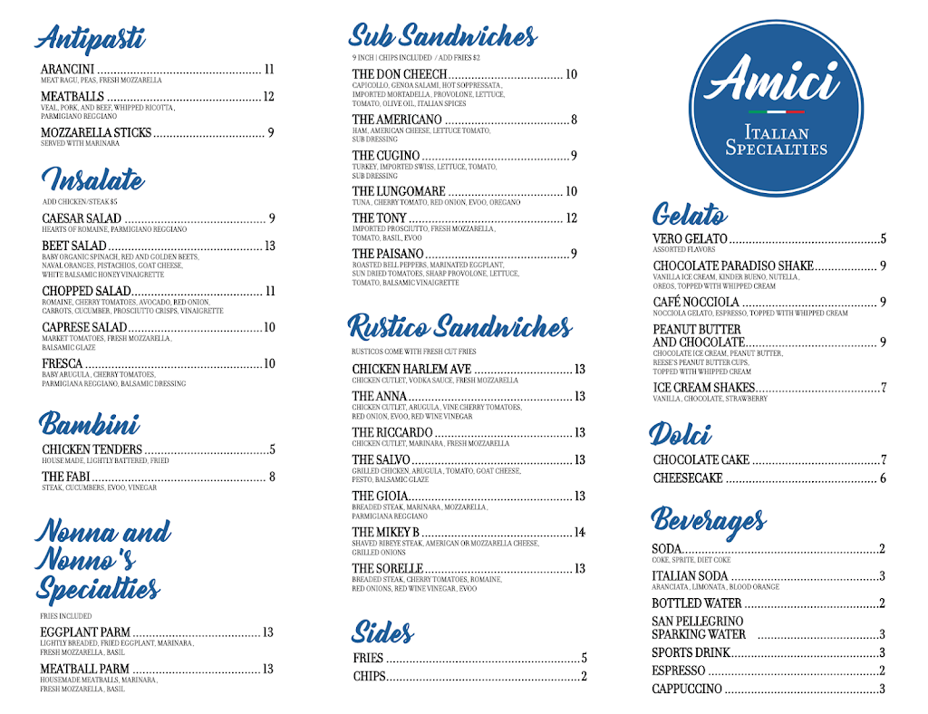 Amici Italian Specialties | restaurant | 4630 N Cumberland Ave, Chicago, IL 60656, USA | 8728132179 OR +1 872-813-2179