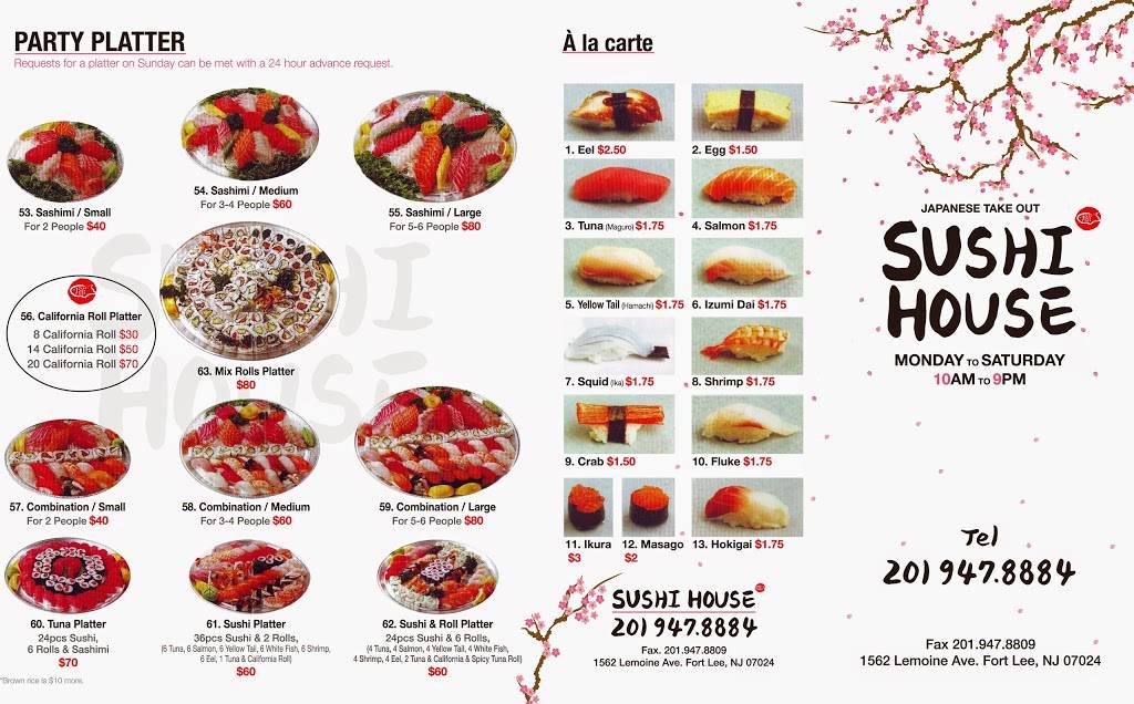 Sushi House | restaurant | 1562 Lemoine Ave, Fort Lee, NJ 07024, USA | 2019478884 OR +1 201-947-8884