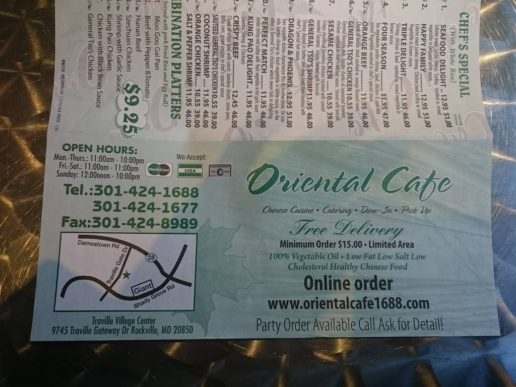 Oriental Cafe | restaurant | 9745 Traville Gateway Dr, Rockville, MD 20850, USA | 3014241688 OR +1 301-424-1688