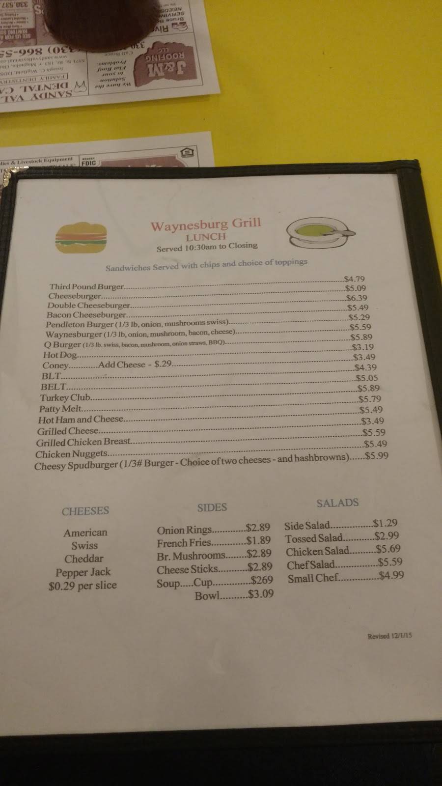 Waynesburg Grill | restaurant | 135 E Lisbon St, Waynesburg, OH 44688, USA | 3308664183 OR +1 330-866-4183