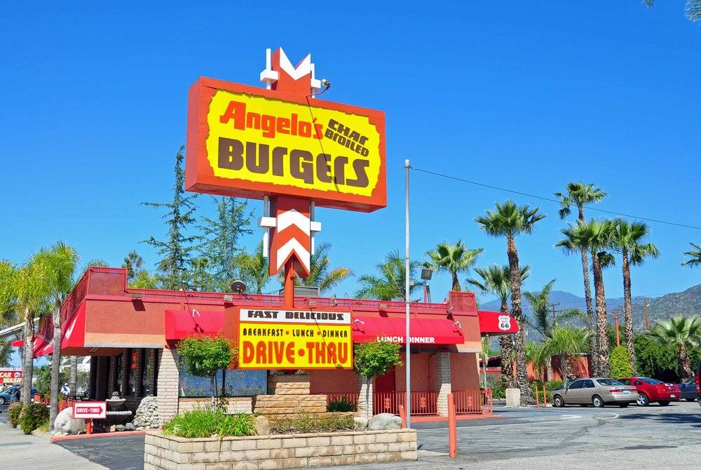 Angelos Burgers Glendora | restaurant | 213 W Rte 66, Glendora, CA 91740, USA | 6269636789 OR +1 626-963-6789