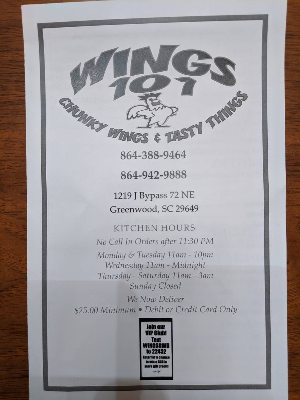 WINGS 101 | restaurant | 1219 Bypass 72 NE, Suite J, Greenwood, SC 29649, USA | 8643889464 OR +1 864-388-9464