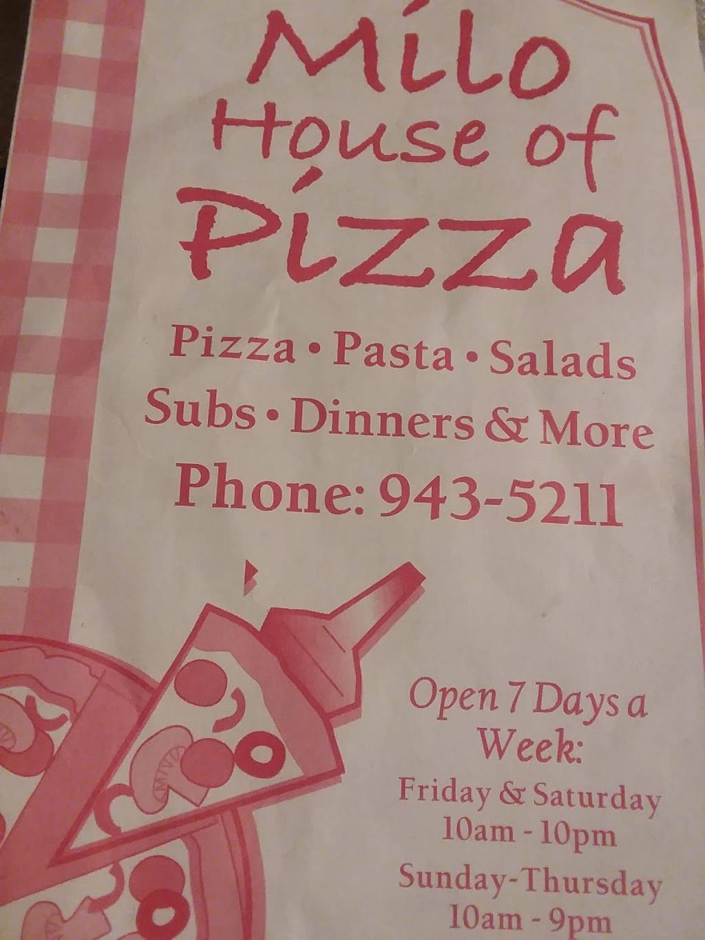 Milo House of Pizza | restaurant | 60 Main St, Milo, ME 04463, USA | 2079435211 OR +1 207-943-5211