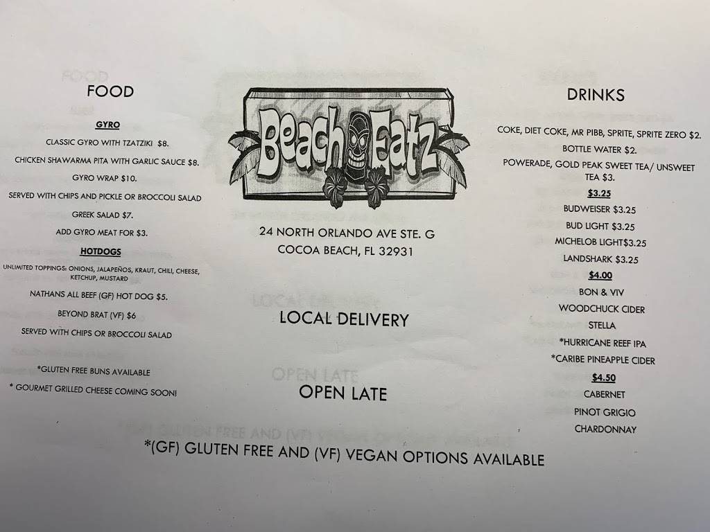 Beach Eatz | restaurant | 24 N Orlando Ave, Cocoa Beach, FL 32931, USA | 3216135176 OR +1 321-613-5176