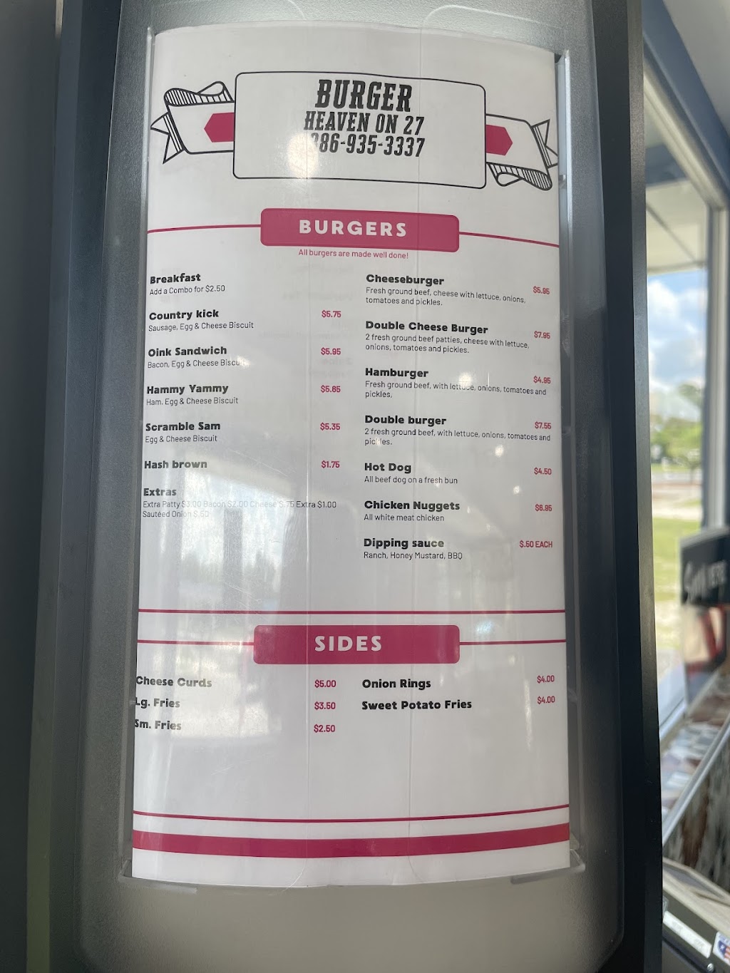 Burger Heaven on 27 | restaurant | 408 US Hwy 27, Branford, FL 32008, USA | 3869353337 OR +1 386-935-3337