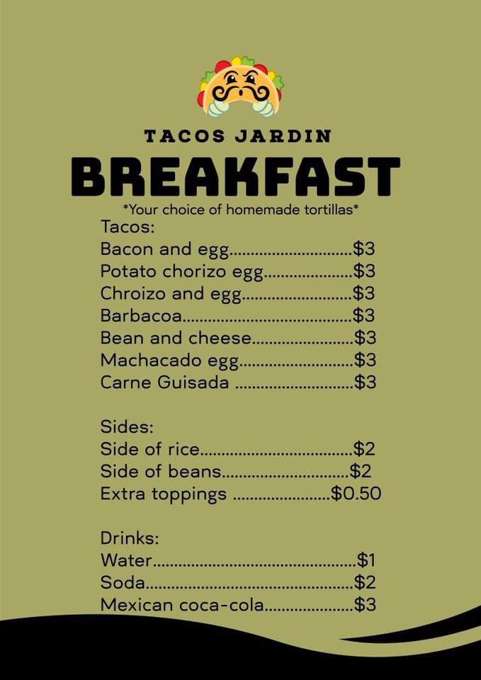 Tacos Jardin | restaurant | 16480 Texas Hwy 123, San Marcos, TX 78666, USA | 7374048564 OR +1 737-404-8564