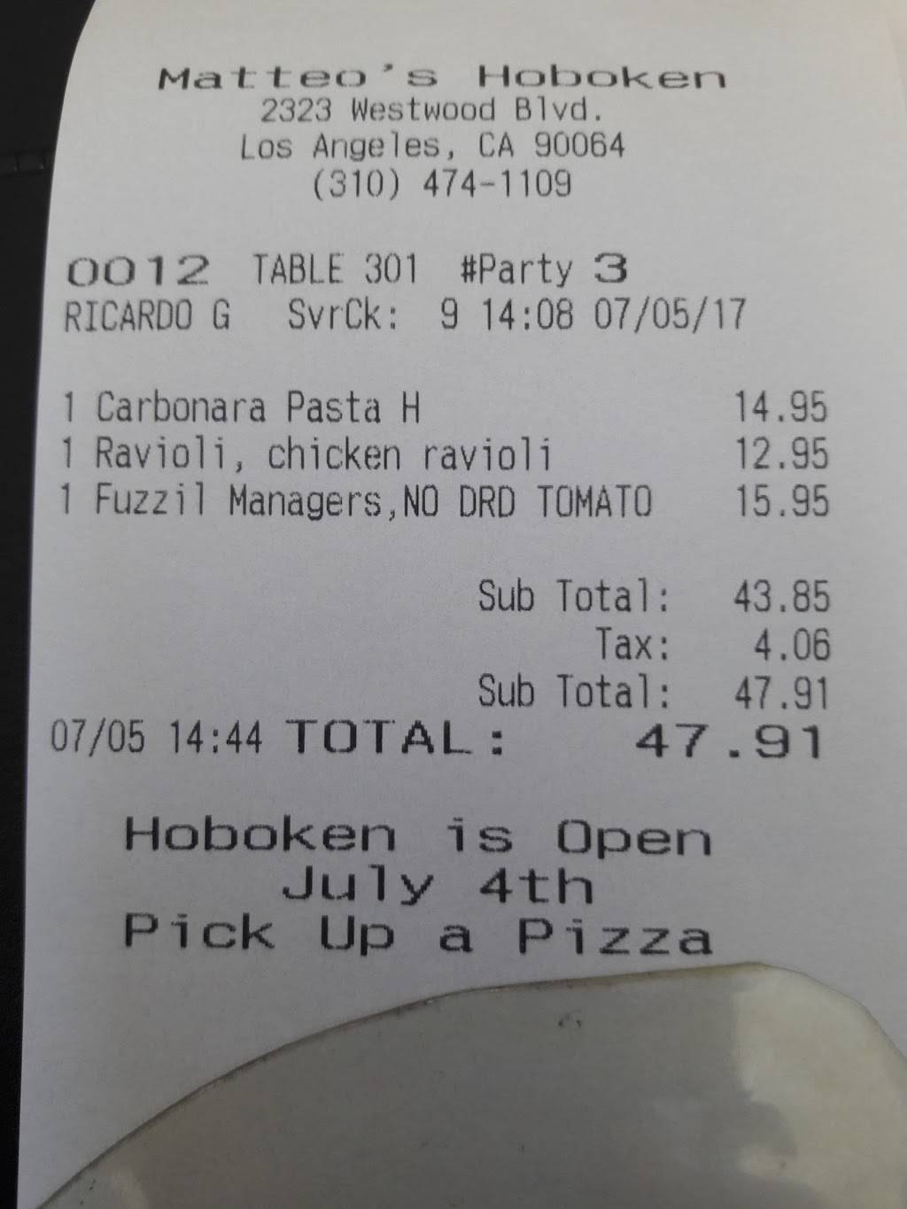 Hoboken | restaurant | 2323 Westwood Blvd, Los Angeles, CA 90064, USA | 3104741109 OR +1 310-474-1109