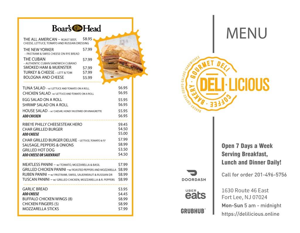 Deli Licious | restaurant | 1630 Route 46 East, Fort Lee, NJ 07024, USA | 2014965756 OR +1 201-496-5756