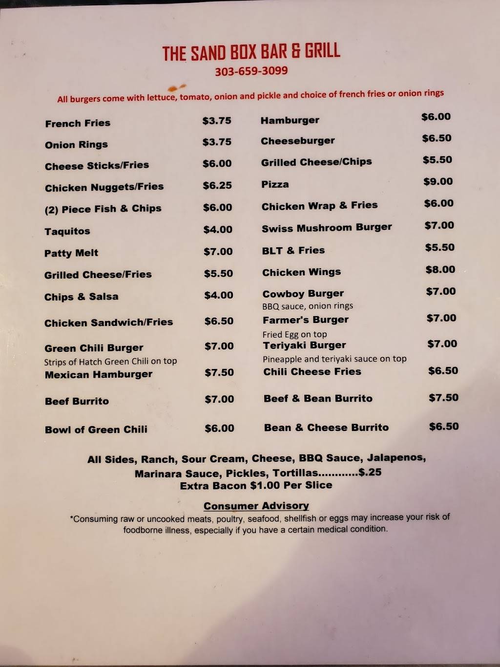 Sand Box Bar & Grill | restaurant | 100 Co Rd 37, Brighton, CO 80603, USA | 3036593099 OR +1 303-659-3099