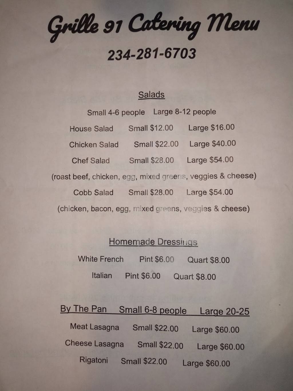 Grille 91 | restaurant | 594 Canton Rd, Akron, OH 44312, USA | 2342816703 OR +1 234-281-6703