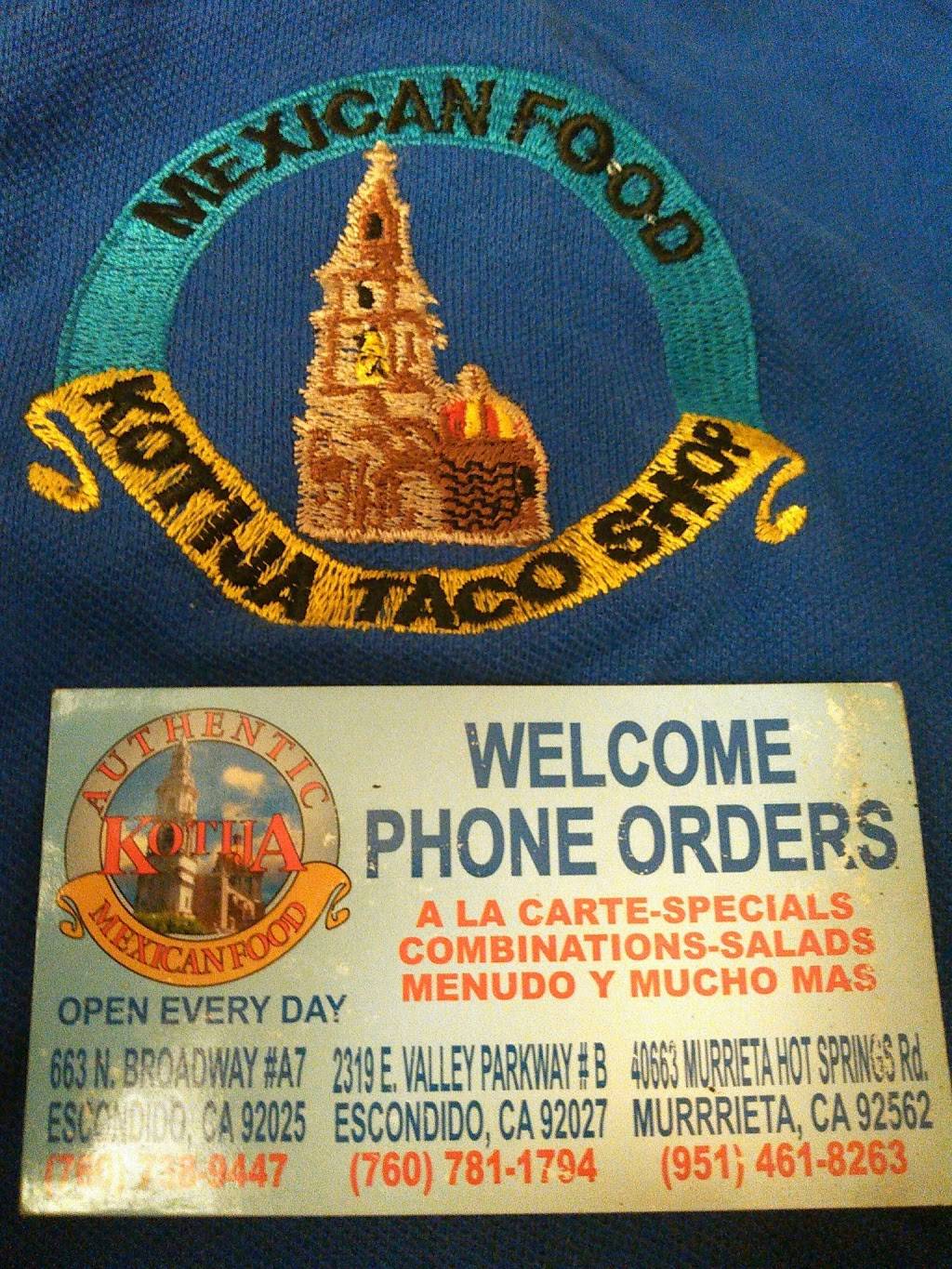 Kotija Taco Shop | restaurant | 663 N Broadway, Escondido, CA 92025, USA | 7607389447 OR +1 760-738-9447