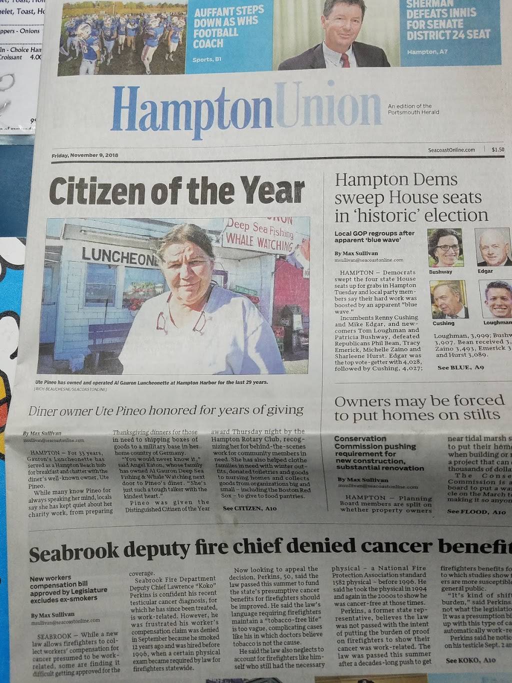 Al Gauron Luncheonette | restaurant | 1 Ocean Blvd, Hampton, NH 03842, USA | 6039260595 OR +1 603-926-0595