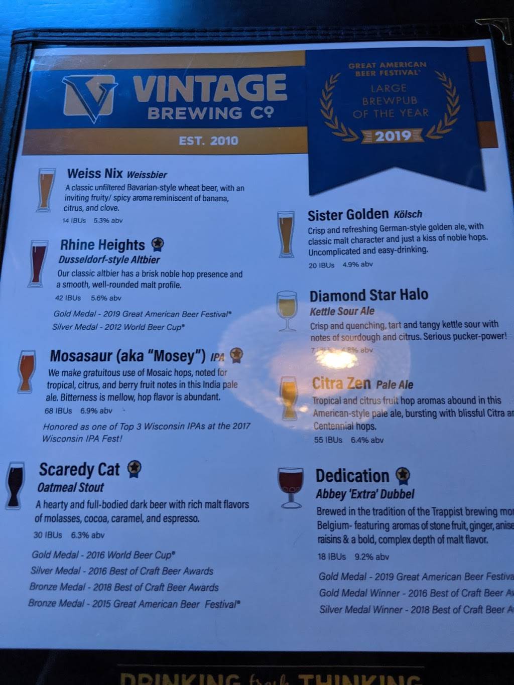 Vintage Brewing Co. Capitol East | restaurant | 803 E Washington Ave, Madison, WI 53703, USA | 6088196241 OR +1 608-819-6241