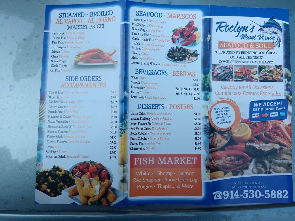 Roclyns Seafood & Soul | restaurant | 665 E Lincoln Ave, Mt Vernon, NY 10552, USA | 9145305882 OR +1 914-530-5882
