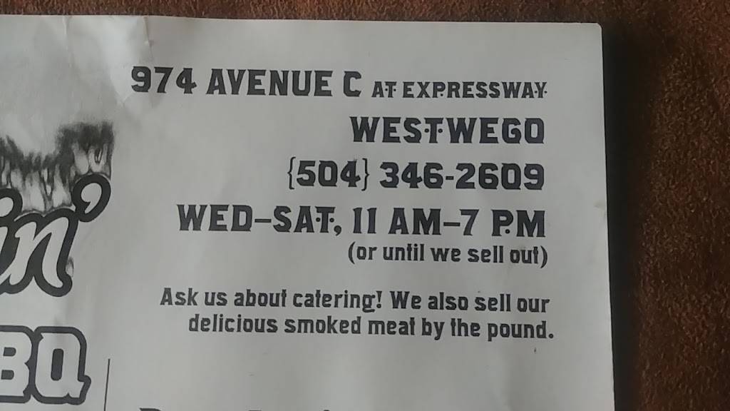 Wego Smokin Bbq | restaurant | 999-901 Ave C, Westwego, LA 70094, USA | 5043462609 OR +1 504-346-2609