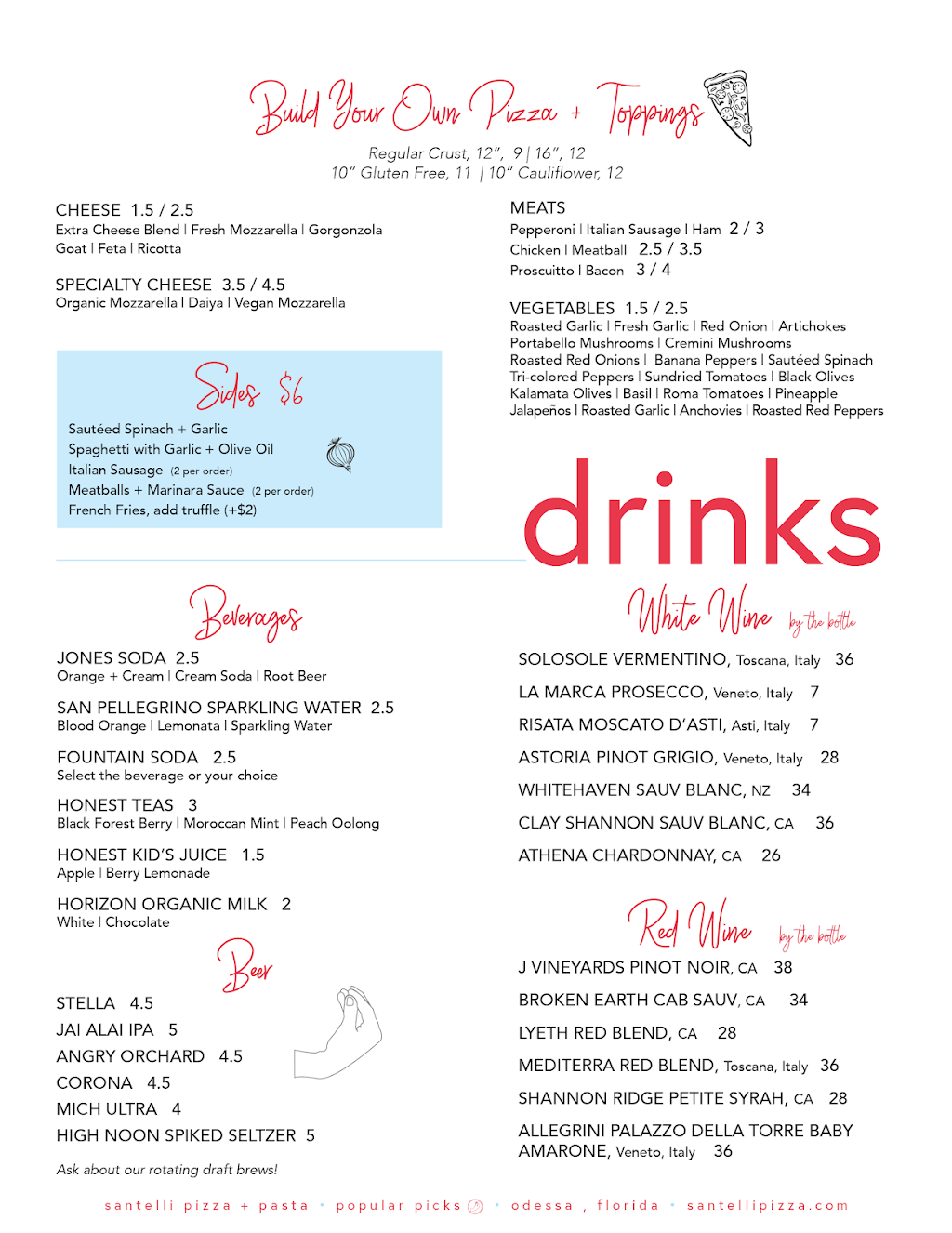 Santelli Pizza + Pasta | restaurant | 13557 FL-54, Odessa, FL 33556, USA | 6073680052 OR +1 607-368-0052