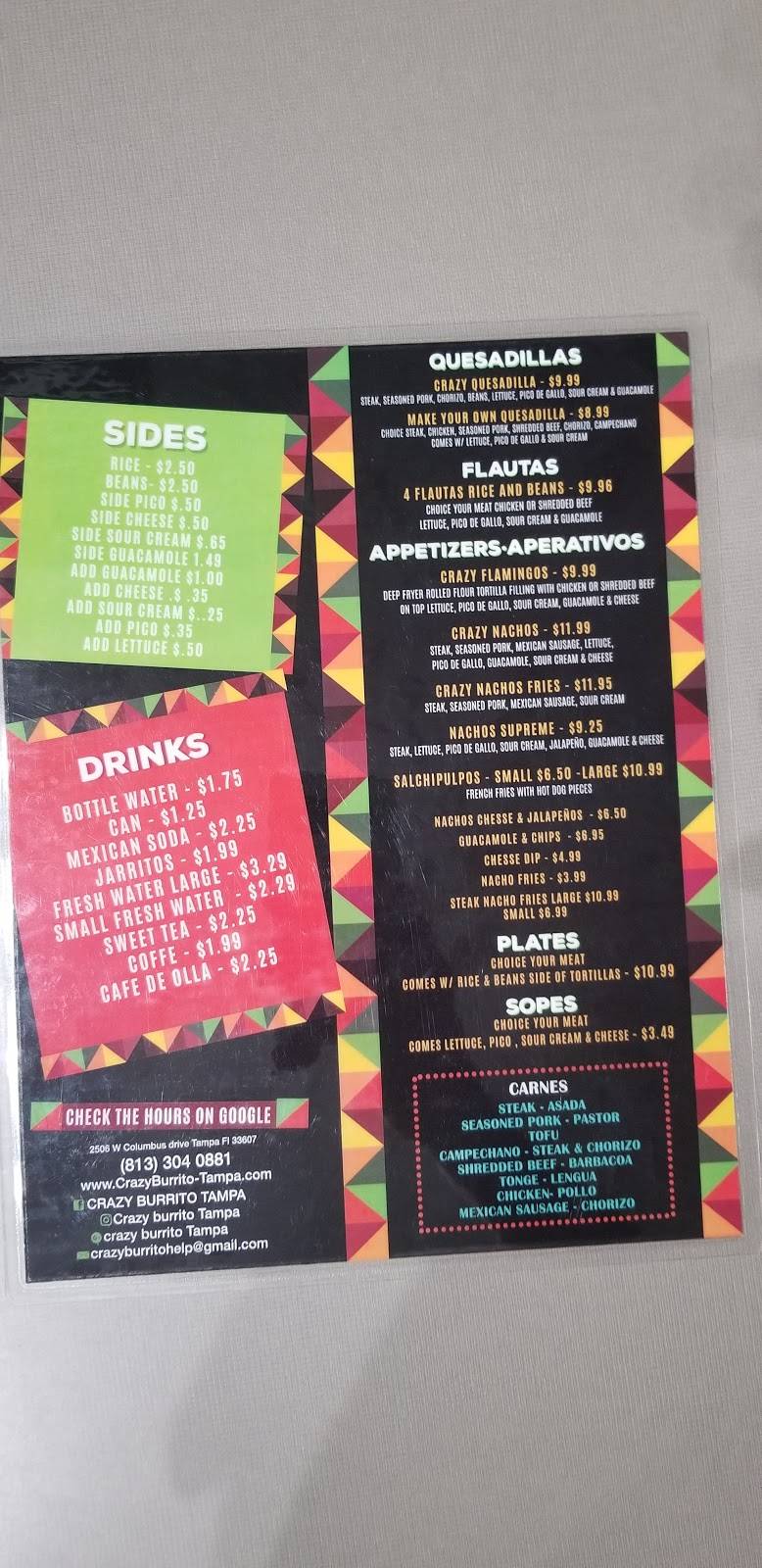 Crazy Burrito Dunedin | restaurant | 1140 Main st unit 2, Dunedin, FL 34698, USA | 7272404527 OR +1 727-240-4527