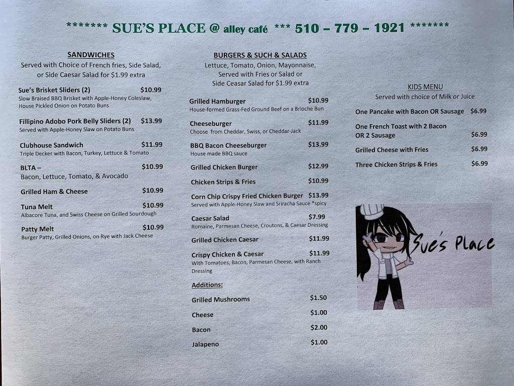 Sues Place | restaurant | 2265 Pear St, Pinole, CA 94564, USA | 5107791921 OR +1 510-779-1921