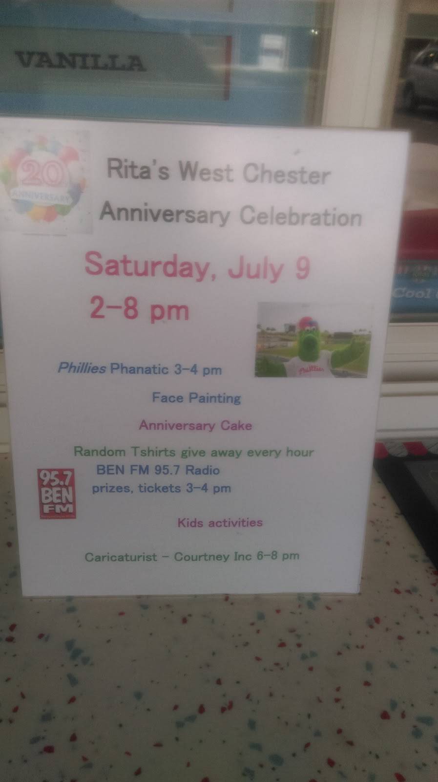 Ritas Italian Ice & Frozen Custard | restaurant | 323 E Gay St, West Chester, PA 19380, USA | 6107389090 OR +1 610-738-9090