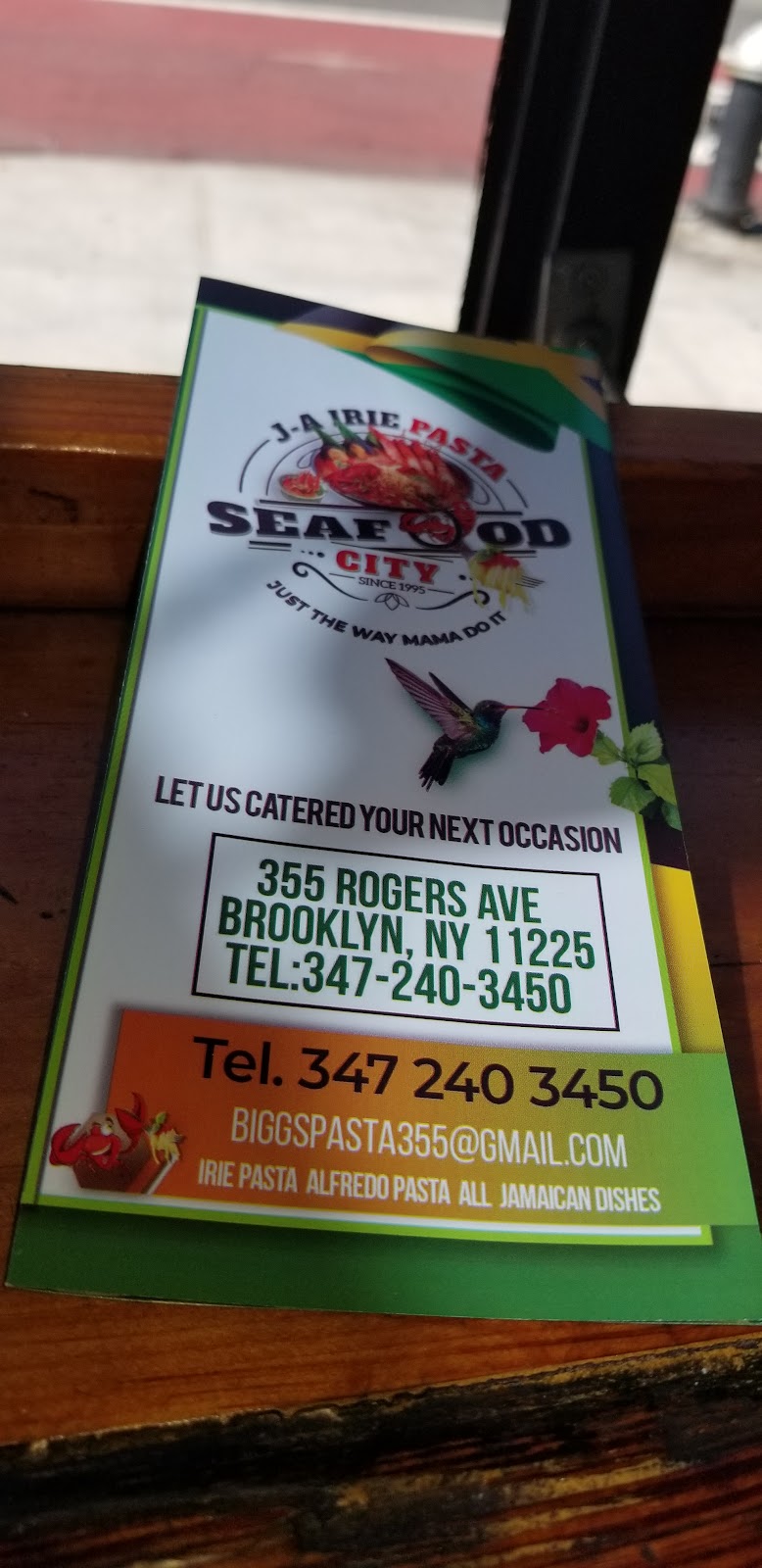 J-A IRIE Pasta & SEAFOOD CITY Inc. | restaurant | 355 Rogers Ave, Brooklyn, NY 11225, USA | 3472403450 OR +1 347-240-3450