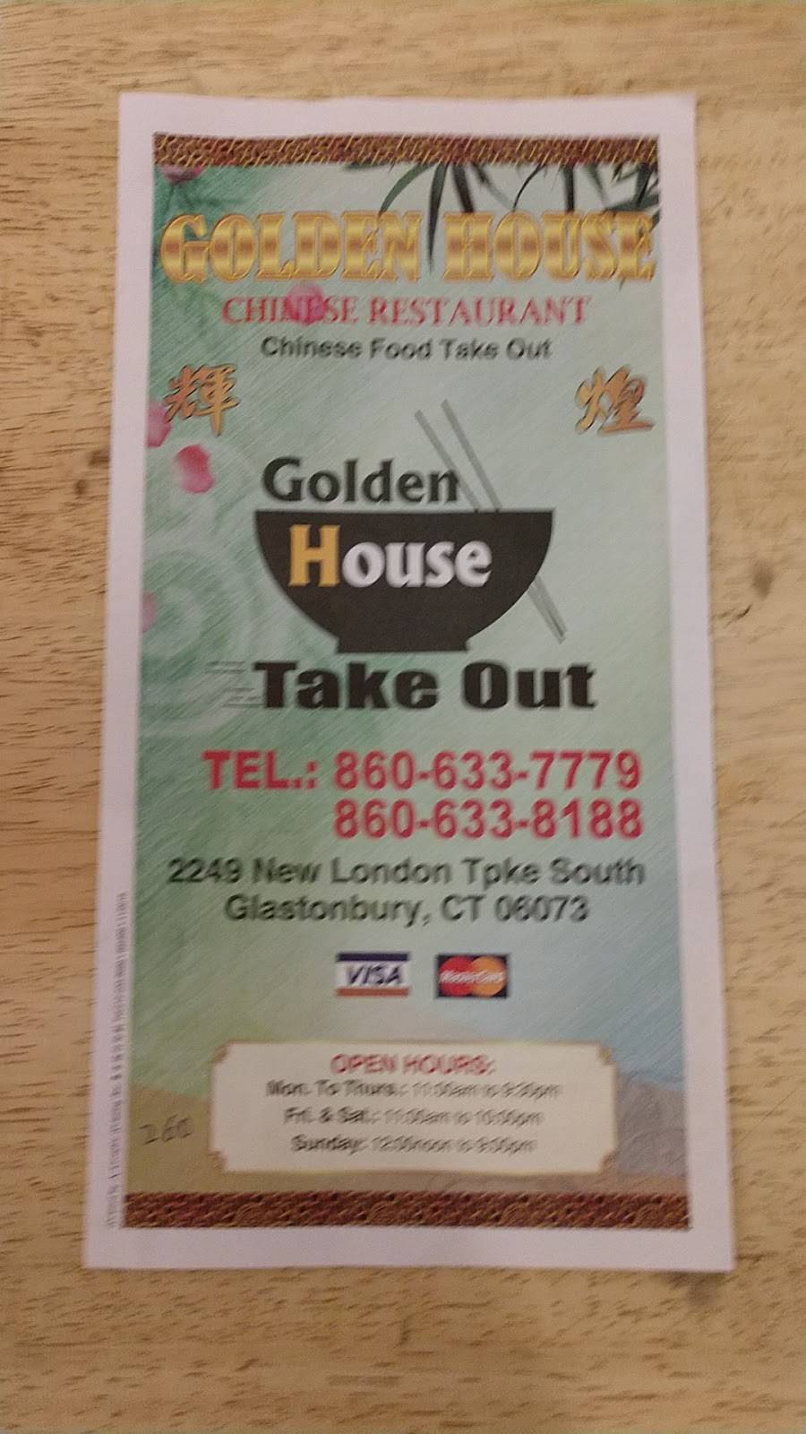 Golden House | restaurant | 2249 New London Turnpike, South Glastonbury, CT 06073, USA | 8606337779 OR +1 860-633-7779