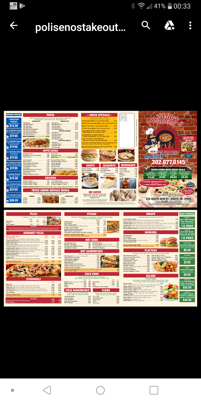 POLISENOS PIZZERIA | restaurant | 439 S New St, Dover, DE 19904, USA | 3026770145 OR +1 302-677-0145