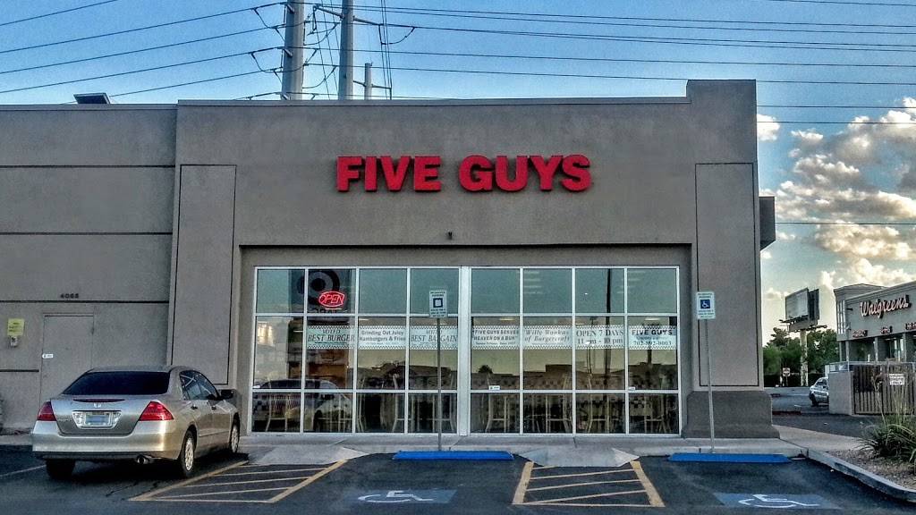 Five Guys | meal takeaway | 4065 S Maryland Pkwy, Las Vegas, NV 89119, USA | 7028920003 OR +1 702-892-0003