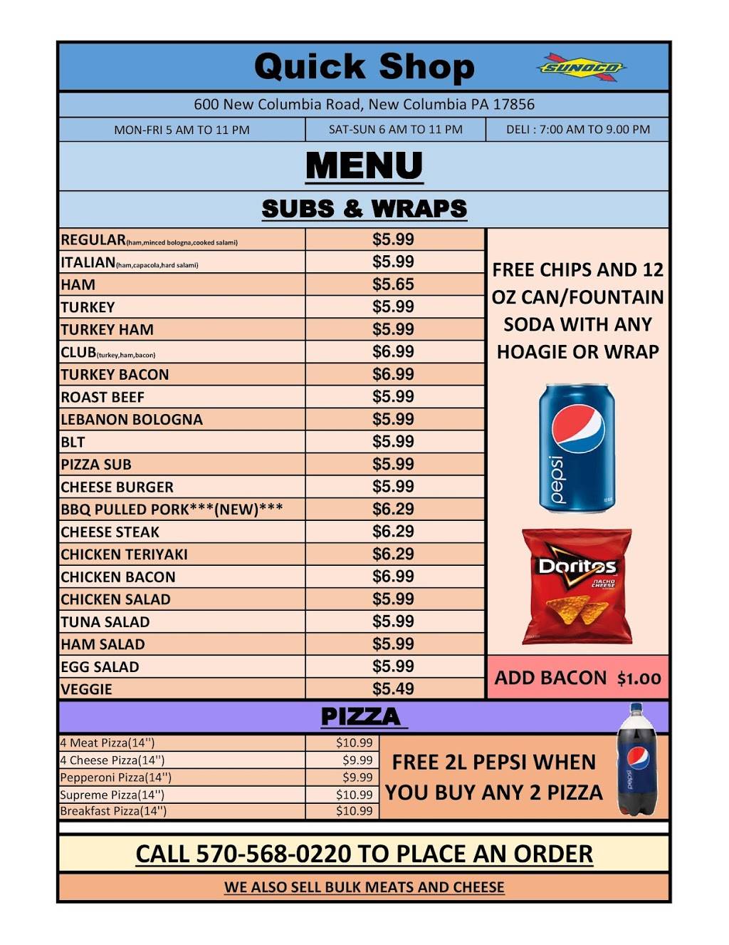 Short Stop Market & Chesters Fried Chicken | meal takeaway | 600 New Columbia Rd, New Columbia, PA 17856, USA | 5705680220 OR +1 570-568-0220
