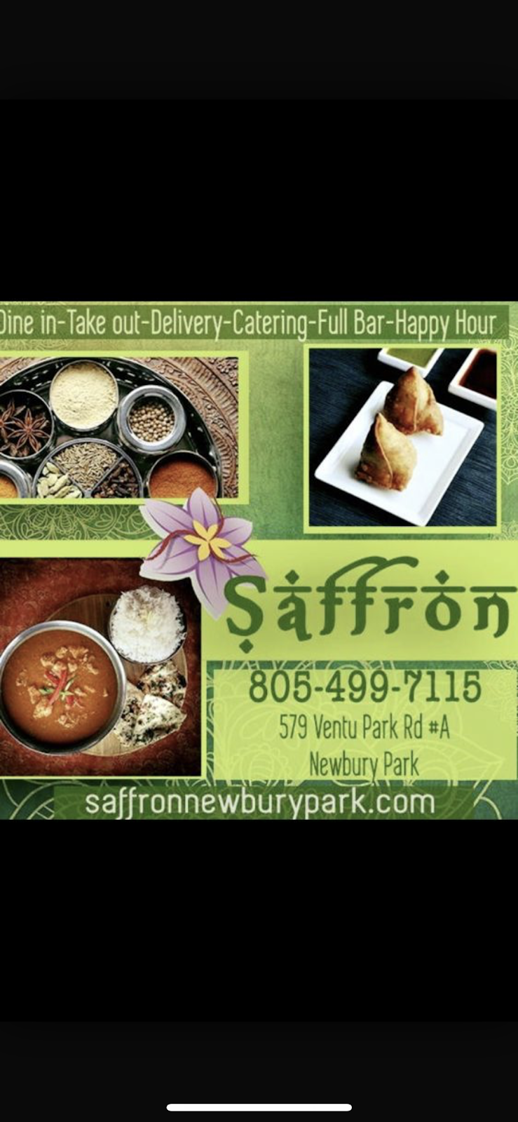 Saffron Indian Cuisine & Bar | restaurant | 579 N Ventu Park Rd # A, Newbury Park, CA 91320, USA | 8054997115 OR +1 805-499-7115
