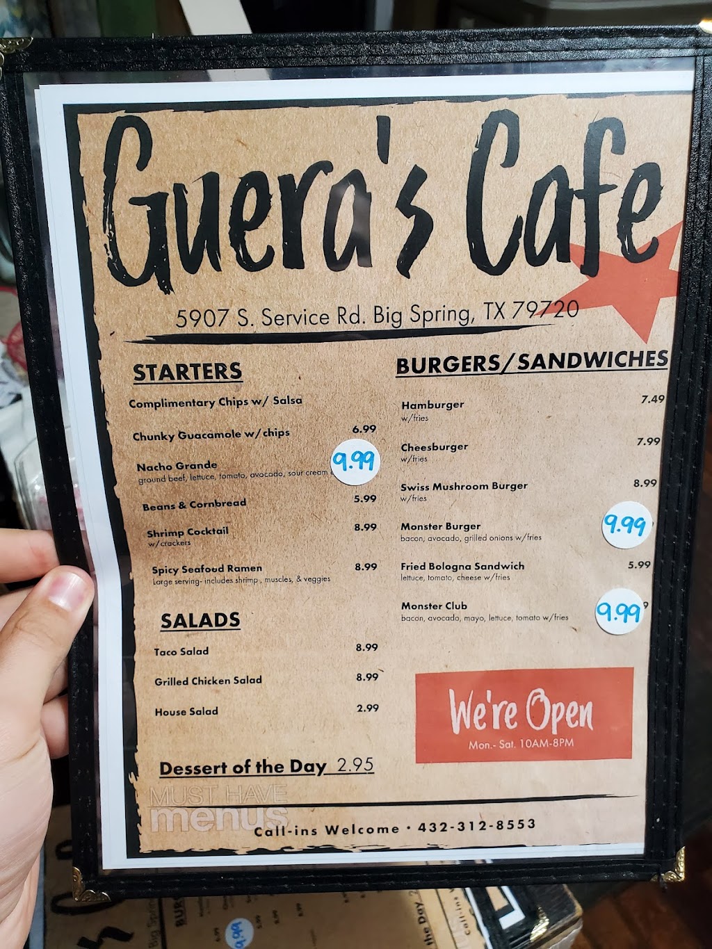 Guera’s Café | restaurant | 5907 N Service Rd, Big Spring, TX 79720, USA | 4323128553 OR +1 432-312-8553