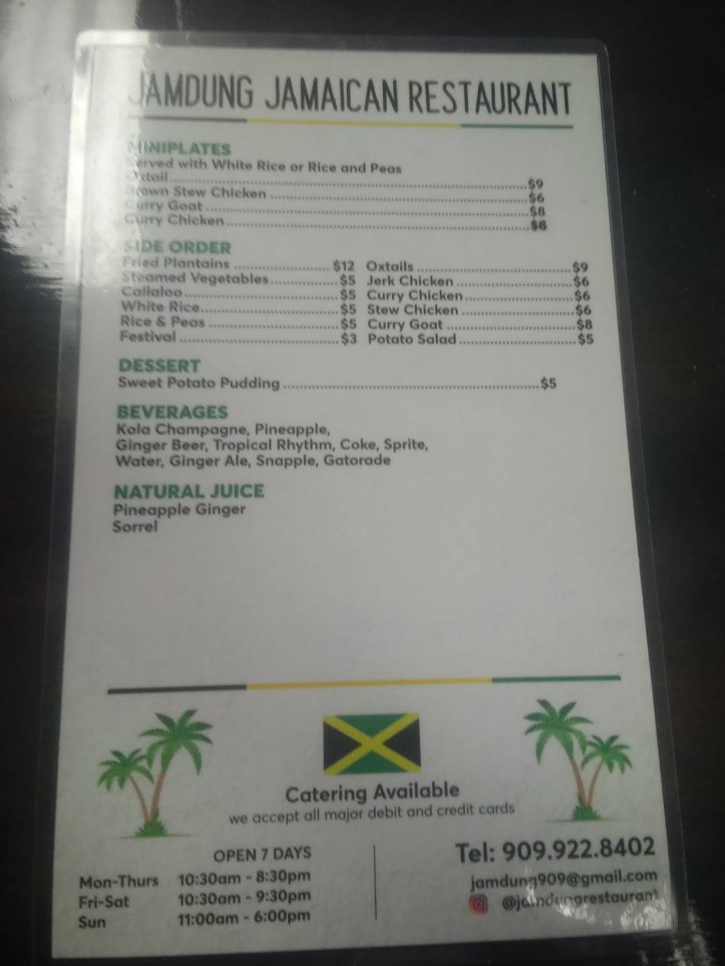Jamdung Jamaican Restaurant | restaurant | 12759 Foothill Blvd, Rancho Cucamonga, CA 91739, USA | 9099228402 OR +1 909-922-8402