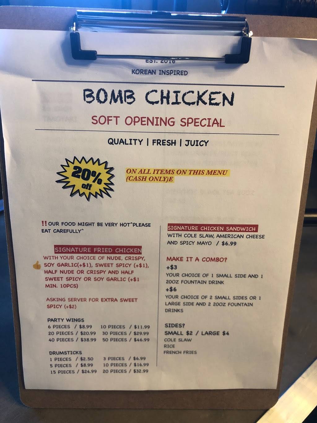 Bomb Chicken | restaurant | 17905 S Western Ave, Gardena, CA 90248, USA | 3104007789 OR +1 310-400-7789