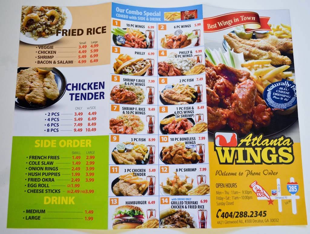 Atlanta Wings | restaurant | 4421 Glenwood Rd #300, Decatur, GA 30032, USA | 4042882345 OR +1 404-288-2345